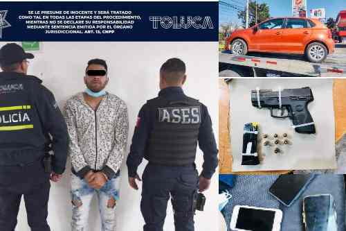 Policía municipal de Toluca y SS Edomex, detienen a sujeto identificado en varios asaltos de la zona